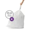 simplehuman Code K Custom Fit Drawstring Trash Bags in Dispenser Packs, 100 Count, 35-45 Liter / 9.2-12 Gallon, White