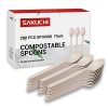Compostable Spoons,200PCS Corn Plant Based Disposable Spoons, Plastic Spoon Disposable Utensils Heavy Duty for Party Supply Camping BBQ Wedding Outdoor Activities