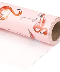 WRAPAHOLIC Wrapping Paper Roll - Flamingo Design with Cut Lines for Birthday, Holiday, Wedding, Baby Shower - 30 inch x 33 feet