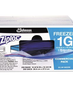 Ziploc 94604 Double-Zipper Freezer Bags, 1gal, 2.7mil, Clear w/Label Panel (Case of 250)