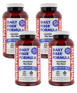 Yerba Prima Daily Fiber Formula Powder - 12 oz (Pack of 4) - Soluble & Insoluble Dietary Fiber Supplement - Gut Health - Vegan, Non-GMO, Gluten-Free