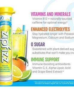 Zipfizz Energy Drink Mix, Electrolyte Hydration Powder with B12 and Multi Vitamin, Citrus (20 Pack)