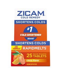 Zicam Cold Remedy Zinc Rapidmelts, Citrus Flavor, 25 Count (Pack of 1)
