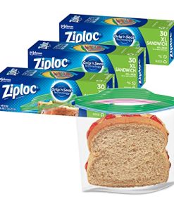 Ziploc Sandwich and Snack Bags for On the Go Freshness, Grip 'n Seal Technology for Easier Grip, Open, and Close, 30 Count, Pack of 3 (90 Total Bags)