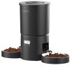 Dual Automatic Cat Feeder 2 Cats,6 Meals/Day,12 Portions/Meal,4.2L Dual Power Double Bowls Feeder,Dry Food Auto Pet Dispenser,10S Voice Record,Flexible Schedule Timer (Black,Stainless Dual Bowls)