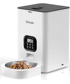 VOLUAS Automatic Cat Feeders - Timed Pet Feeder for Cats and Dogs with Dry Food Dispenser, Desiccant Bag, Programmable Portion Control, 4 Daily Meals, 10s Voice Recorder