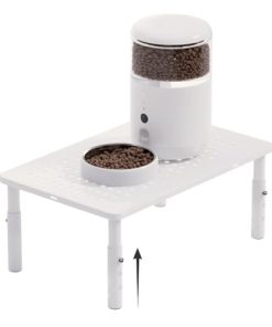 ‌Adjustable Automatic Cat Feeder Stand - Non-Slip Elevated Holder for Cats/Puppies, Fits Most Automatic Feeders & Water Dispensers, White(Holder ONLY)