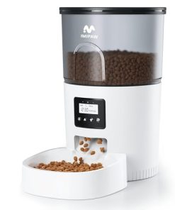 IMIPAW Automatic Cat Feeders, 3L Timed Cat Dry Food Dispenser, Dual Power Supply, Programmable Portion Size, Auto Pet Feeder for Cats and Small Dogs