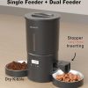 Dual Automatic Cat Feeder 2 Cats,6 Meals/Day,12 Portions/Meal,4.2L Dual Power Double Bowls Feeder,Dry Food Auto Pet Dispenser,10S Voice Record,Flexible Schedule Timer (Black,Stainless Dual Bowls)