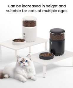 ‌Adjustable Automatic Cat Feeder Stand - Non-Slip Elevated Holder for Cats/Puppies, Fits Most Automatic Feeders & Water Dispensers, White(Holder ONLY)
