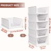 CTSNSLH 5 Pack Closet Organizers Storage Box, Closet Storage Stackable Storage Bins, Plastic Drawer Basket for Wardrobe Cupboard Kitchen Bathroom Office, White