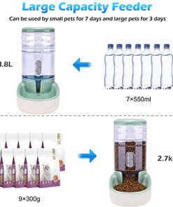 Automatic Dog Cat Feeder and Water Dispenser Gravity Food Feeder and Waterer Set with Pet Food Bowl for Small Medium Dog Puppy Kitten, Large Capacity 1 Gallon x 2