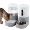 Gravity Cat Feeder and Water Dispenser - Automatic Cat Food and Water Dispenser with Stainless Steel Bowl, 2 Pack Pet Self Feeding for Small Dog Puppy Kitten, 2.4L Dry Food and 2.6L Water