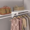 EZ SHELF Closet Shelf with Hanging Rod - 28-48” Expandable, White, Closet Shelves - Strong, Holds 200 lbs - DIY, Easy Install to 2 Side Walls - Alternative to Wire Shelving