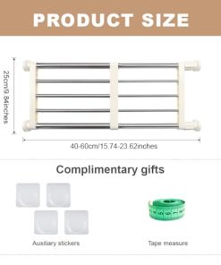 Hershii Closet Tension Shelf & Rod Expandable Metal Storage Rack Adjustable Organizer DIY Divider Separator for Cabinet Wardrobe Cupboard Kitchen Bathroom，15.74-23.62inches