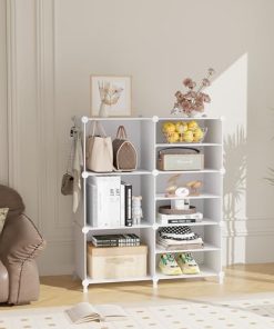 AWTATOS 6 Cube Closet Organizer Storage Shelves Portable Clothes Organizers and Storage Stackable Cubby Shelving for Closet Bedroom Living Room Office White