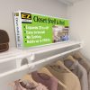 EZ SHELF Closet Shelf with Hanging Rod - 28-48” Expandable, White, Closet Shelves - Strong, Holds 200 lbs - DIY, Easy Install to 2 Side Walls - Alternative to Wire Shelving