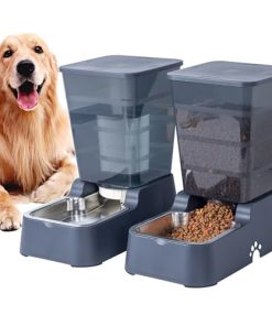 Meikuler Pets Auto Feeder 5.2L,Food Feeder and Water Dispenser Set for Medium & Large Dogs Cats and Pets Animals (Navy)