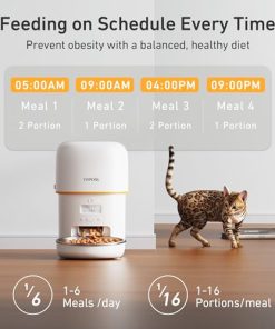 Automatic Cat Feeders - 2L Cat Food Dispenser Easy to Use, Timed Automatic Pet Feeder with Over 180-day Battery Life, 1-6 Meals Dry Food Programmable Portion Control Also for Dogs