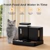 Gravity Cat Feeder and Water Dispenser, 2 in 1 Automatic Cat Feeder with 180 Degree Rotatable, 2 Pack Pet Self Feeding Large Capacity for Small Medium Dog Puppy Kitten, Black, 0.8 Gallon x 2