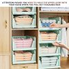 5 Pack Folding Closet Organizers Storage Box, Stackable Storage Bins, Plastic Drawer Basket Closet Storage for Wardrobe Cupboard Kitchen Bathroom Office Green-5L