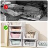 CTSNSLH 5 Pack Closet Organizers Storage Box, Closet Storage Stackable Storage Bins, Plastic Drawer Basket for Wardrobe Cupboard Kitchen Bathroom Office, White
