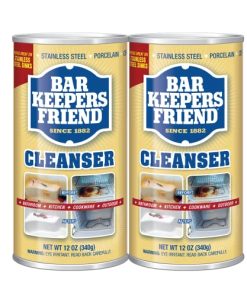 Bar Keepers Friend Powder Cleanser (2 x 12 oz) Multipurpose Cleaner, Stain & Rust Remover for Bathroom, Kitchen & Outdoor Use on Stainless Steel, Aluminum, Brass, Tile, Ceramic, Porcelain & More