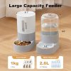 Gravity Cat Feeder and Water Dispenser - Automatic Cat Food and Water Dispenser with Stainless Steel Bowl, 2 Pack Pet Self Feeding for Small Dog Puppy Kitten, 2.4L Dry Food and 2.6L Water