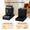 Gravity Cat Feeder and Water Dispenser, 2 in 1 Automatic Cat Feeder with 180 Degree Rotatable, 2 Pack Pet Self Feeding Large Capacity for Small Medium Dog Puppy Kitten, Black, 0.8 Gallon x 2