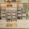 Stackable Closet Organizers and Storage - 4-Tier Stackable Storage Bins, Foldable Closet Shelf Organizer Basket, Clothes Organizers and Storage Shelves for Closet Organizer System(15.7"x11.8"x34.64")