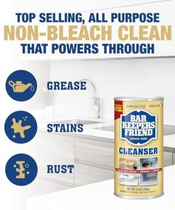 Bar Keepers Friend Powder Cleanser (2 x 12 oz) Multipurpose Cleaner, Stain & Rust Remover for Bathroom, Kitchen & Outdoor Use on Stainless Steel, Aluminum, Brass, Tile, Ceramic, Porcelain & More