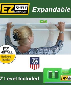 EZ SHELF Closet Shelf with Hanging Rod - 28-48” Expandable, White, Closet Shelves - Strong, Holds 200 lbs - DIY, Easy Install to 2 Side Walls - Alternative to Wire Shelving