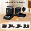 Gravity Cat Feeder and Water Dispenser, 2 in 1 Automatic Cat Feeder with 180 Degree Rotatable, 2 Pack Pet Self Feeding Large Capacity for Small Medium Dog Puppy Kitten, Black, 0.8 Gallon x 2