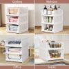 CTSNSLH 5 Pack Closet Organizers Storage Box, Closet Storage Stackable Storage Bins, Plastic Drawer Basket for Wardrobe Cupboard Kitchen Bathroom Office, White